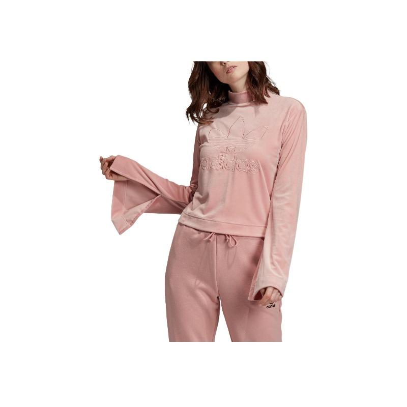 Adidas Originals Bellista Logo Print Loose Fit American Style Long Sleeve Cropped Sweatshirt Women Sweatshirt Vibrant-Pink FN2792
