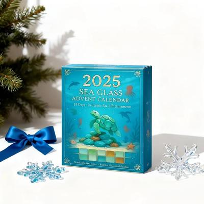 Collectible Marine Life Advents Calendar 24 Days Of Mysterious 2D Ornament Surprises For Christmas Tree Decor
