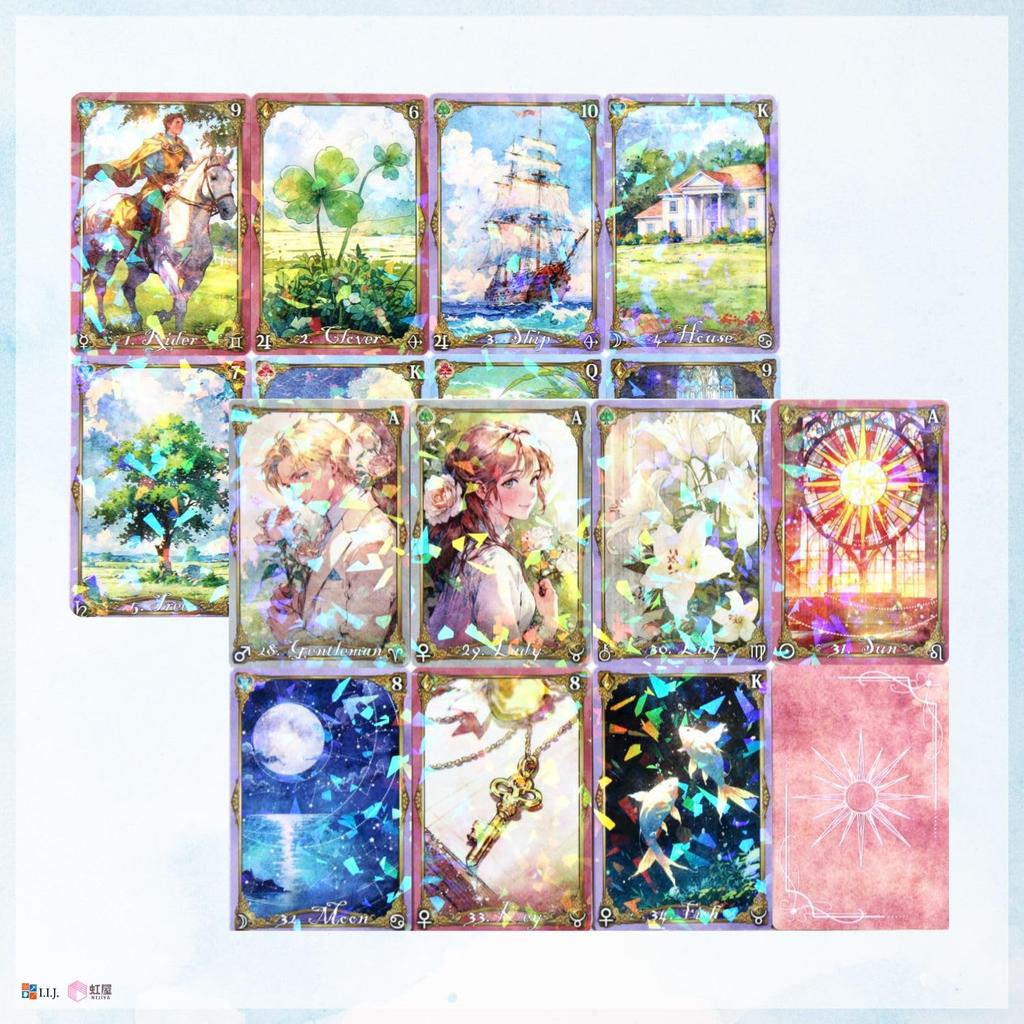 I.I.J Lenormand Cards, New Morning Lenormand Oracle Cards, 36 Cards, Fantasy Fortune Telling, with Japanese Instructions, Authentic