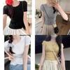 Dopamine Yellow Knit Ice Silk Sleeveless Tshirt For Summer Fashion Women