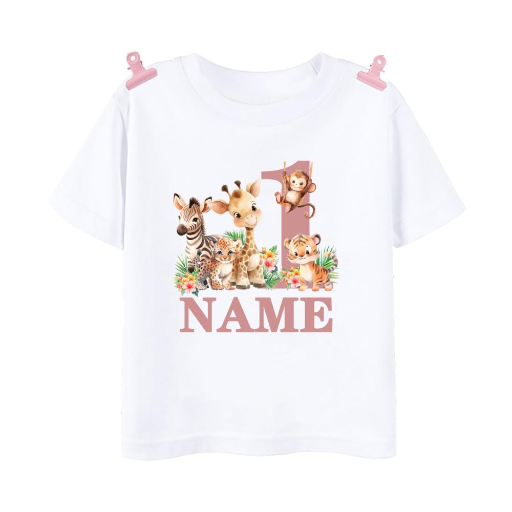 Personalized Birthday Shirt 19 Year Shirt Wild Tee Girls Wild Jungle Theme Party Tshirt Animal with Name Outfit Kids Tops Gift