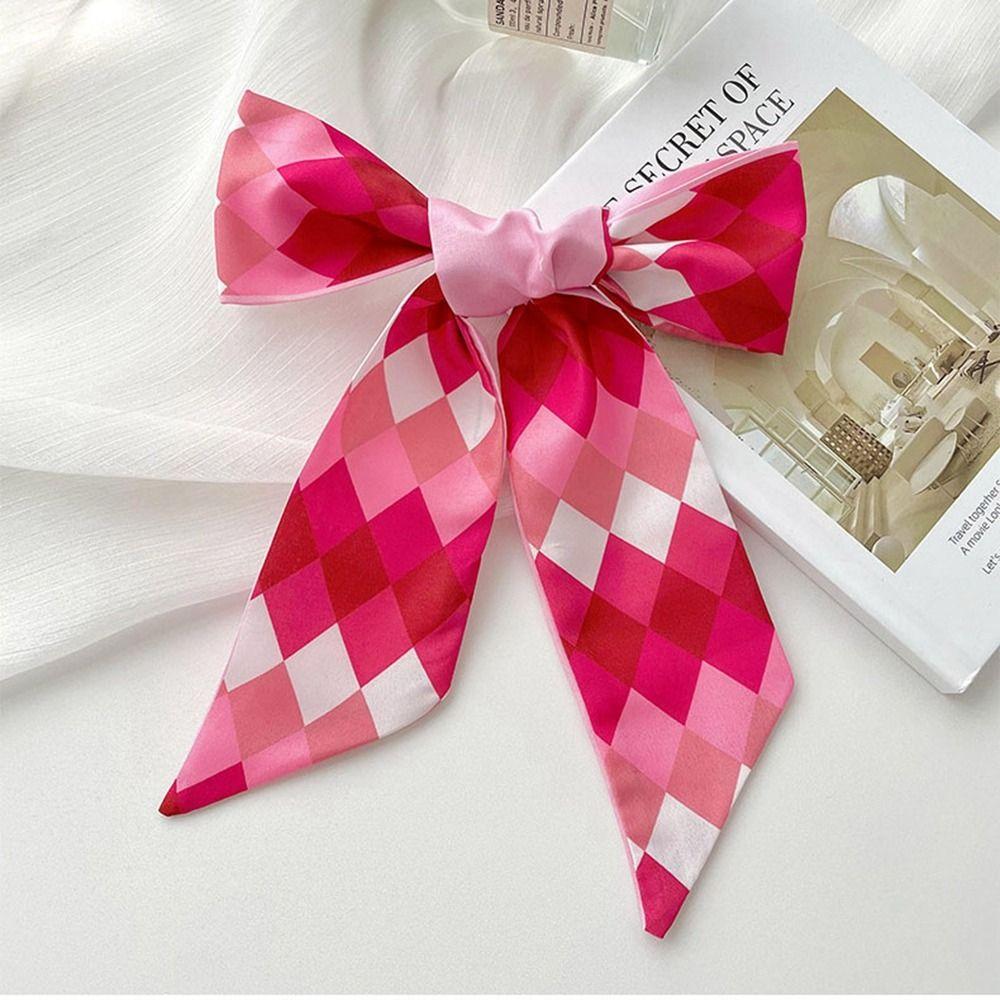 Flower Silk Scarf Pink Scarf Hair Band Retro Printed Scarf  Women