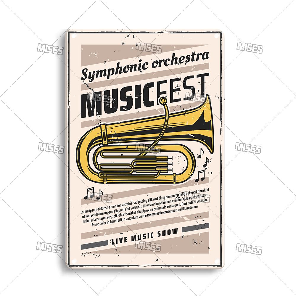 DORA Tin Sign MISES Music Metal Plate Rock Metal Plaque Vintage Metal Poster Bar Club Home Decorative Plate Musical Instrument Metal Sign