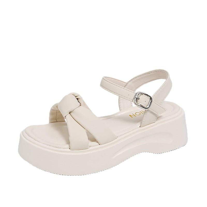 Fairy wind platform bond beach sandals female 2025 summer Korean version new sponge cake beach roman sandals female