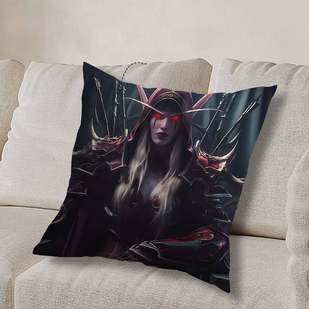 GAME W-World Of Warcraft-ES Pillow Case Anti-dustmite Pillowcase Invisible Zipper Silky Short Plush Sofa Cushion Cover