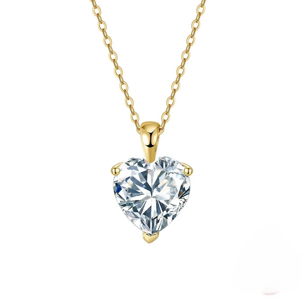 Rinntin Moissanite Diamond Heart Pendant 1-4CT 925 Sterling Silver Chain Necklace Party Choker Fine Jewelry Accessories SMON08