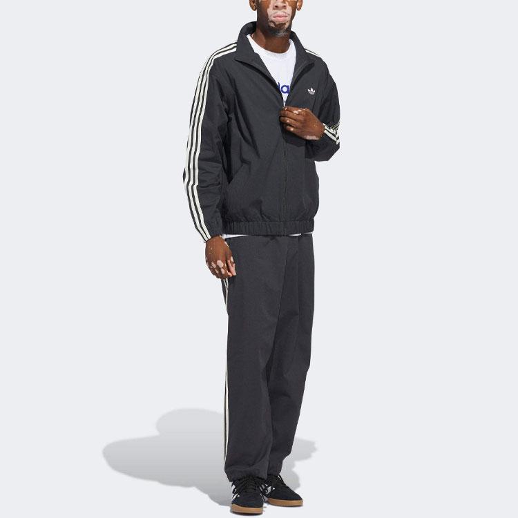 Adidas Originals Firebird Color Block Stand Collar Long Sleeve Jacket Unisex Jacket Black IU0116