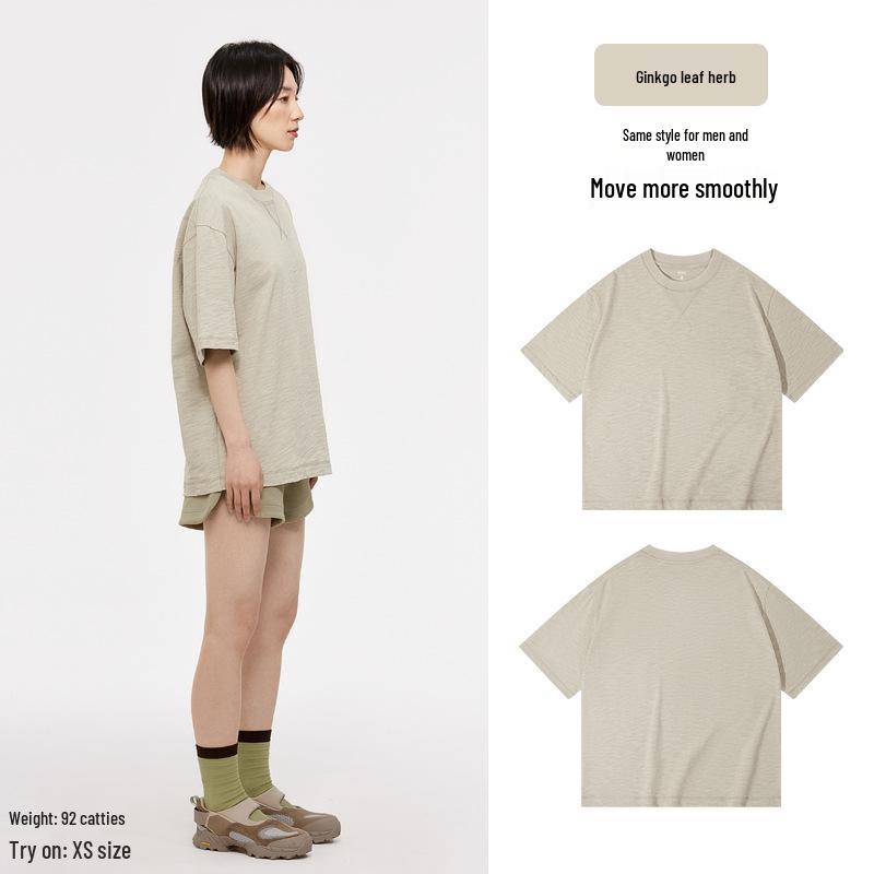 

Эстетичная женская футболка с коротким рукавом из тяжелого дышащего хлопка-слаба - Модный и универсальный стиль INS L