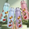 1PC Squirrel Group Nut Print 750ml Color Plastic Sports Water Bottle Leakproof Flip Straw Lid Suitable for Sports Office Home Use