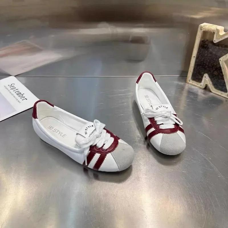 Fashion 2024 Women's Fashion Flat sneakers Bottom Sports Colored Casual Shoes Flat Heel Lace Up Derby Shoes Women's Casual Sports Shoes