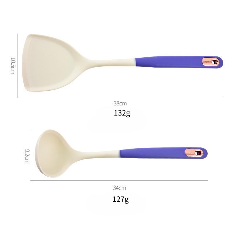 Heat Resistant Wooden Handle Spatula Soup Spoon Skimmer Home Cooking Spatula Non-Stick Cooking Set Kitchen Utensils
