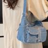 Torba crossbody z wieloma kieszeniami Jeansowa torba na ramię do pracy Damska torba listonoszka o dużej pojemności