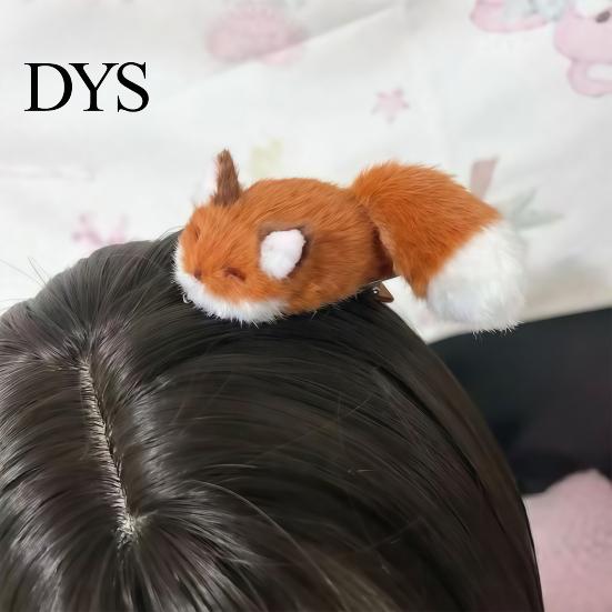 Soft Texture Hair Claws for Gift Plush Fox Clip, Cute Animal Hairpin, Furry Barrette Colorfast Clips Styling Accessory Women Girls, Decorative Hairpin