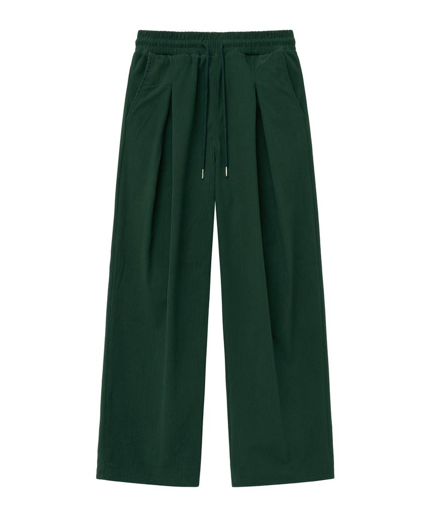 MOZMOZ Colorful Corduroy String Wide Pants Green