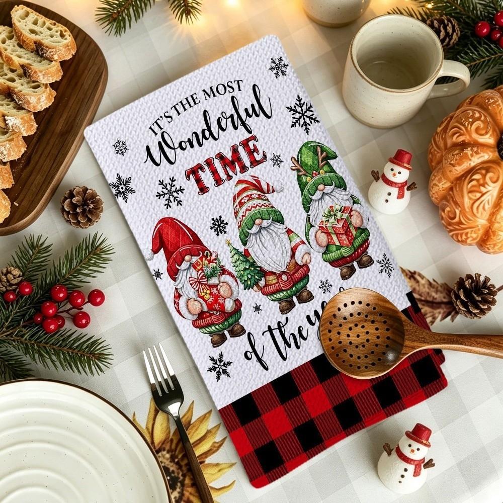 Santa Claus Xmas Hand Towels Reindeer Dish Towels Christmas Decorations Cleaning Cloth  Winter Home