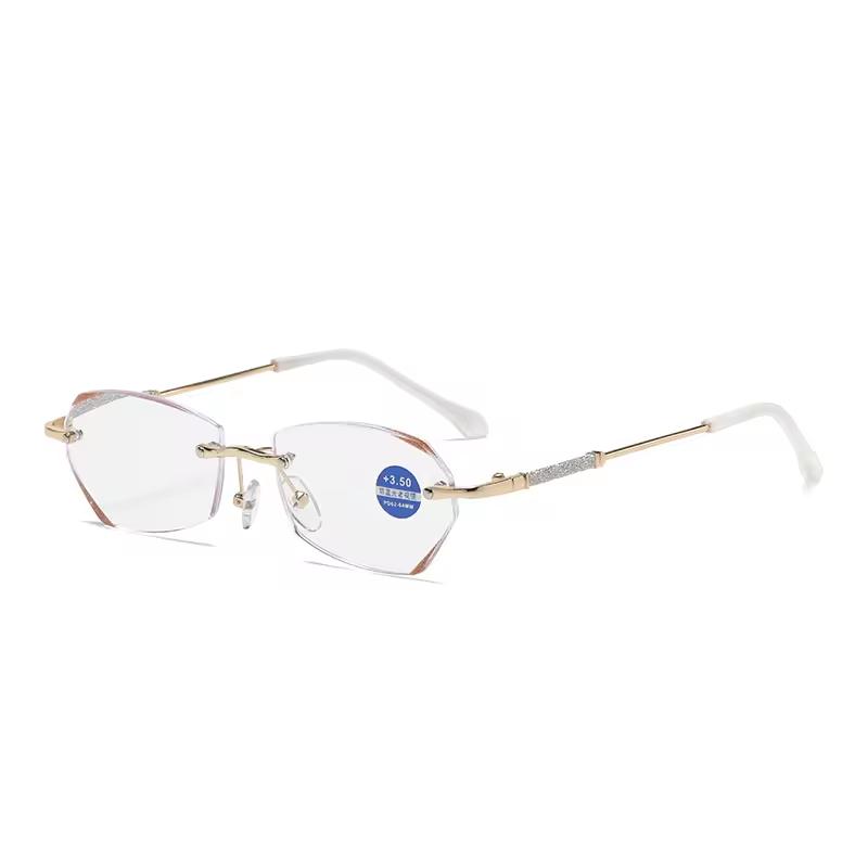 X205 Rimless  Blue Light Blocking Women Custom Blue Light Filter Promotional Eyewear Presbyopic for Old People Reading Glasses +100