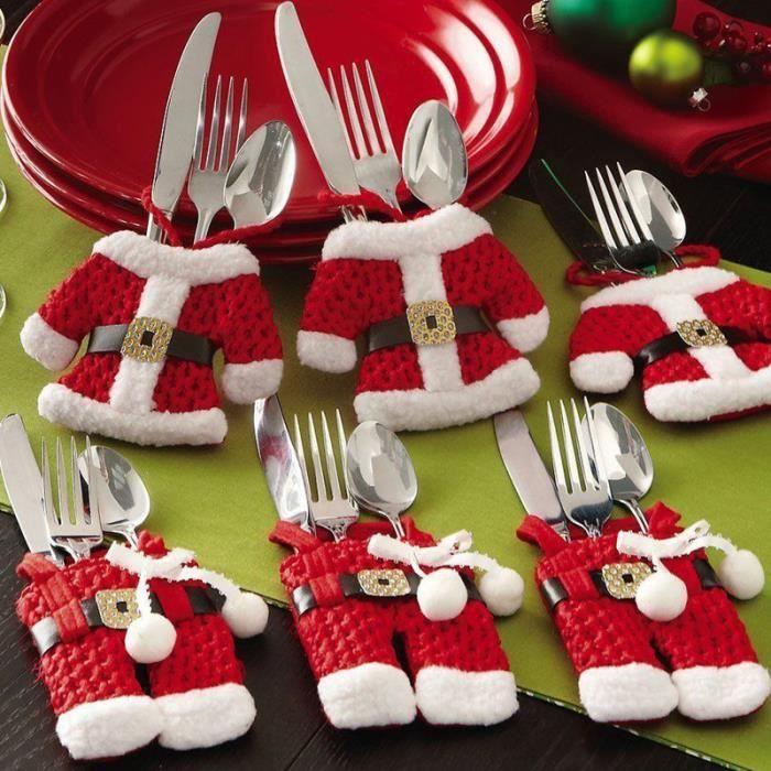 9.Fait à la main belle Natal vêtements pantalons en forme de couverts couverts de Noël Argenterie titulaire couteaux et fourches poc