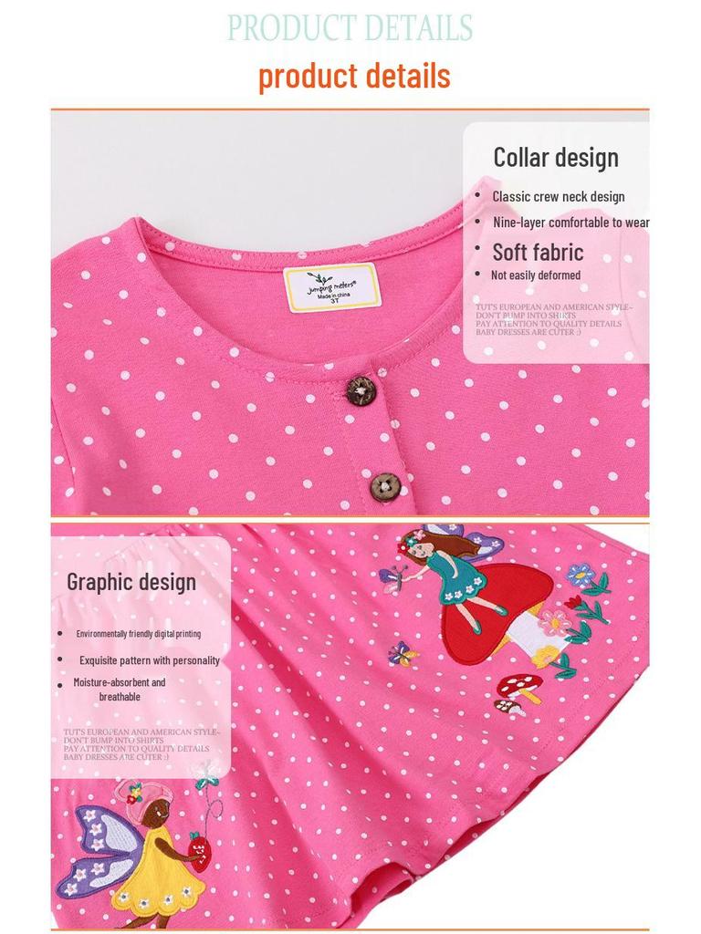 Dievčenské patchworkové šaty s výšivkou v európskom a americkom štýle, s dlhým rukávom a okrúhlym výstrihom - Kolekcia Jar & Jeseň.