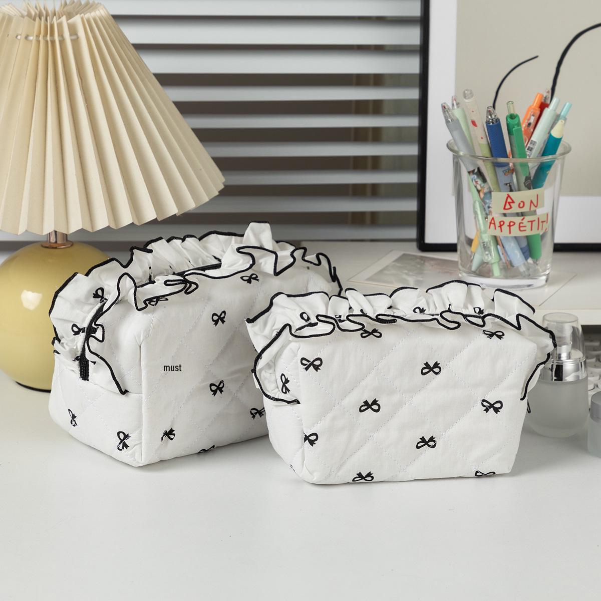 

Кружевная косметичка с бантом - Милый свежий клатч «Лист лотоса» с высокоценным бриллиантовым хранилищем Small чёрный