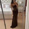 European Summer 2025 Sexy Spaghetti Strap Lace Patchwork Long Dress for Women