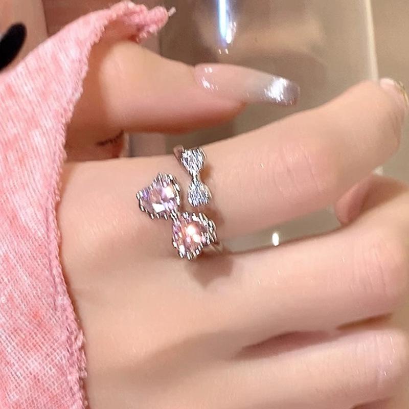 

Too Sweet! Pink Diamond Bow Ring – Elegant and Unique Women s Luxury Fashion Ring