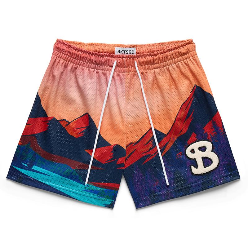 Trendy Brand Men's Quick-Dry Mesh Shorts - American Summer Style for Outdoor Sports & Beach