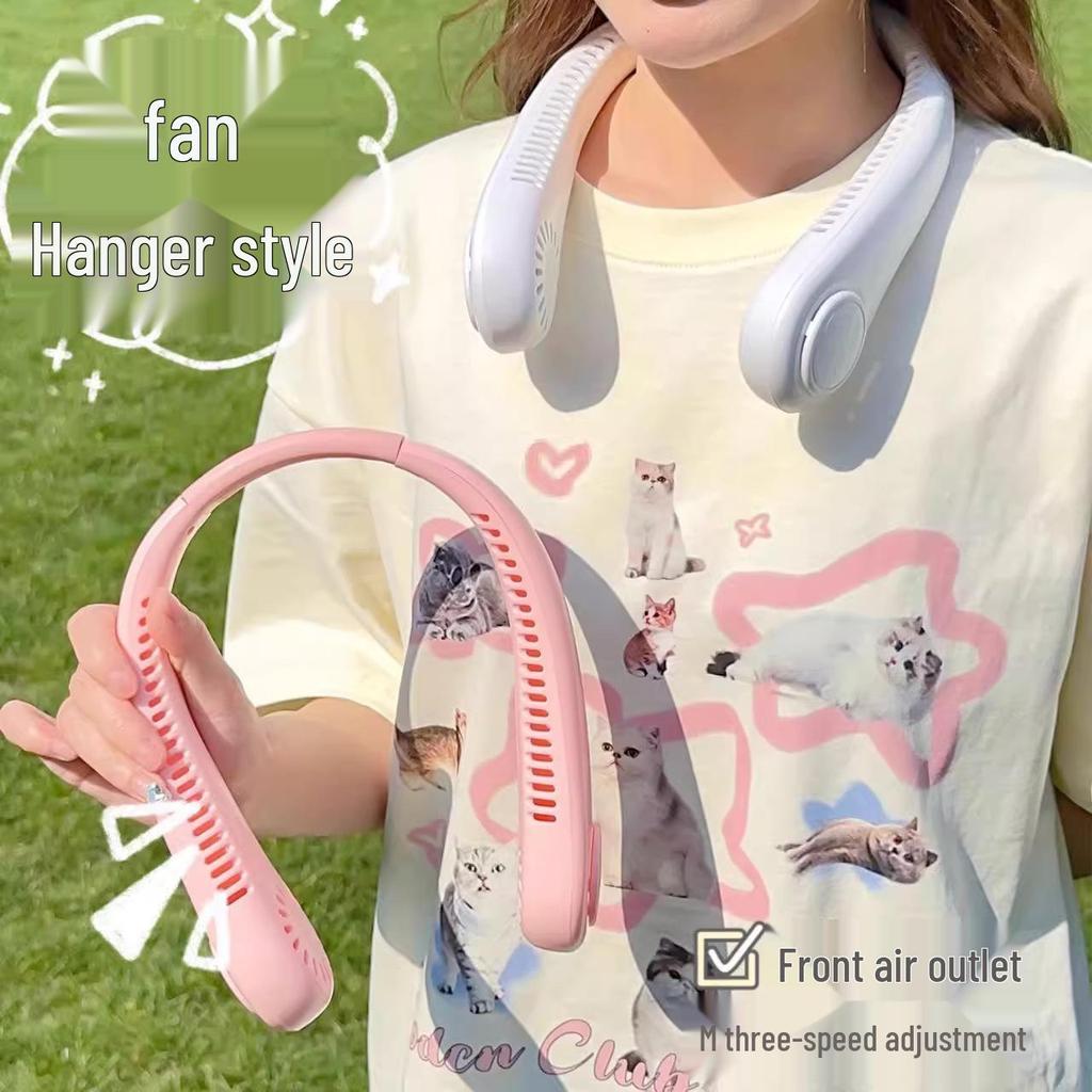 Lightweight Portable Neck Fan: 3-Speed Adjustable, Rechargeable, Ideal for Students, Office & Travel