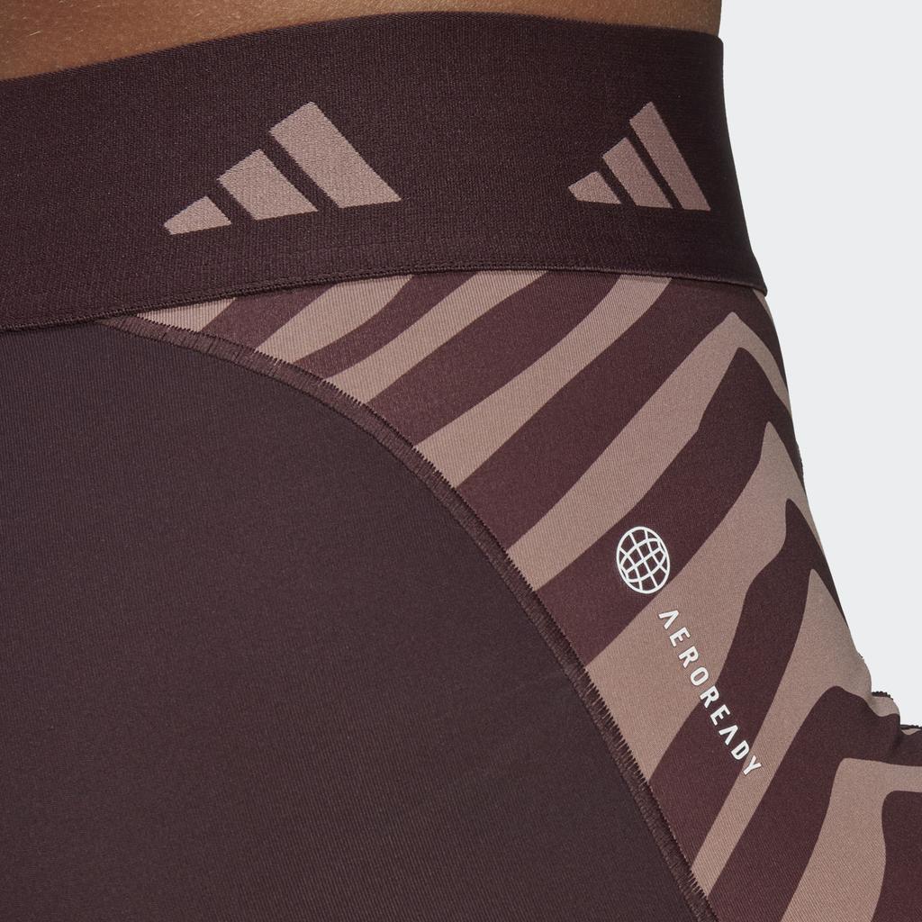 Adidas Patterned High-Waisted Ankle-Length Fitness Pants Women Pants Burgundy IB3607