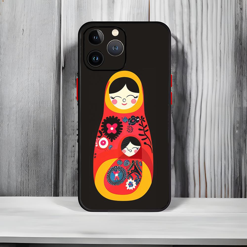 Traditional Russian Toy M-Matryoshka doll Phone Case Black Matte Thin Phone Case For iPhone17 16 15 14 13 ProMax