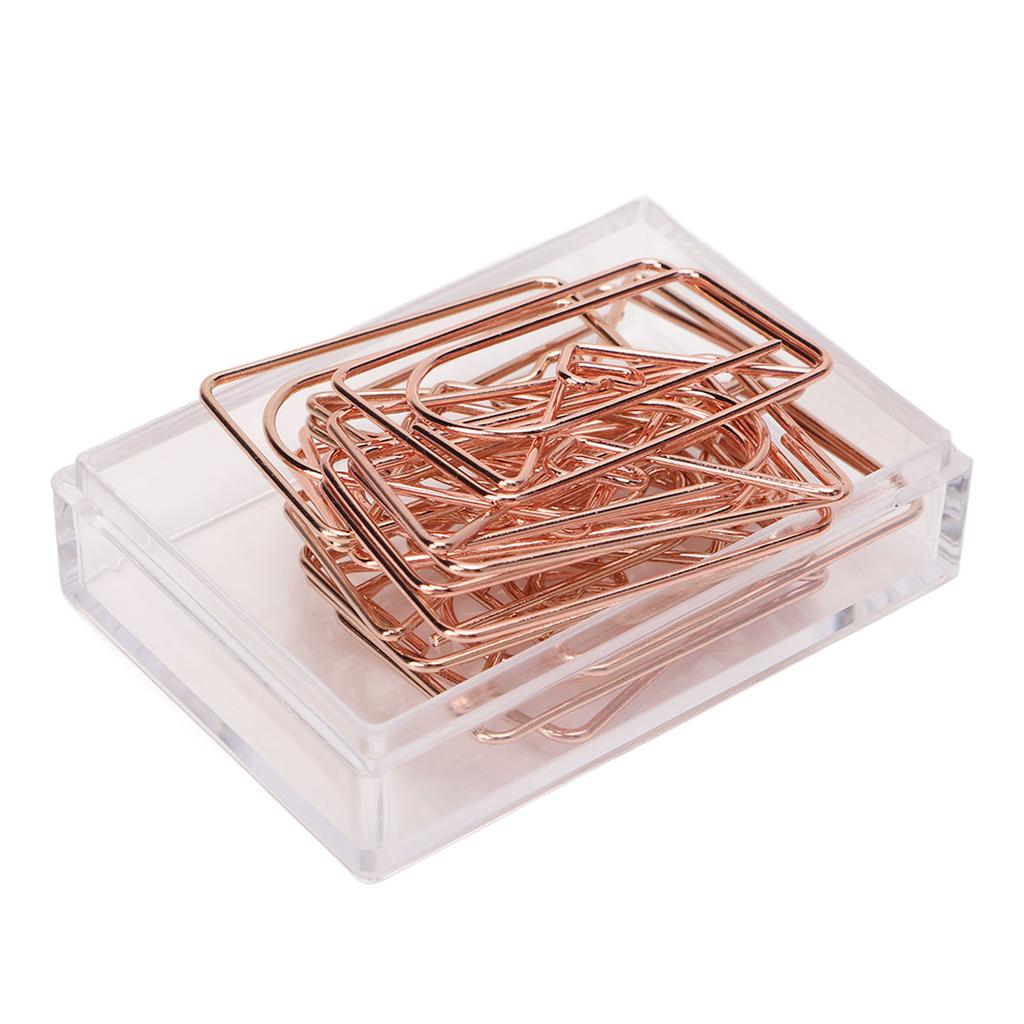 100PCS Paper Clips Portable Mini Cute Shape Electroplated Rose Gold Metal Paper Clip for Office Homes Envelope