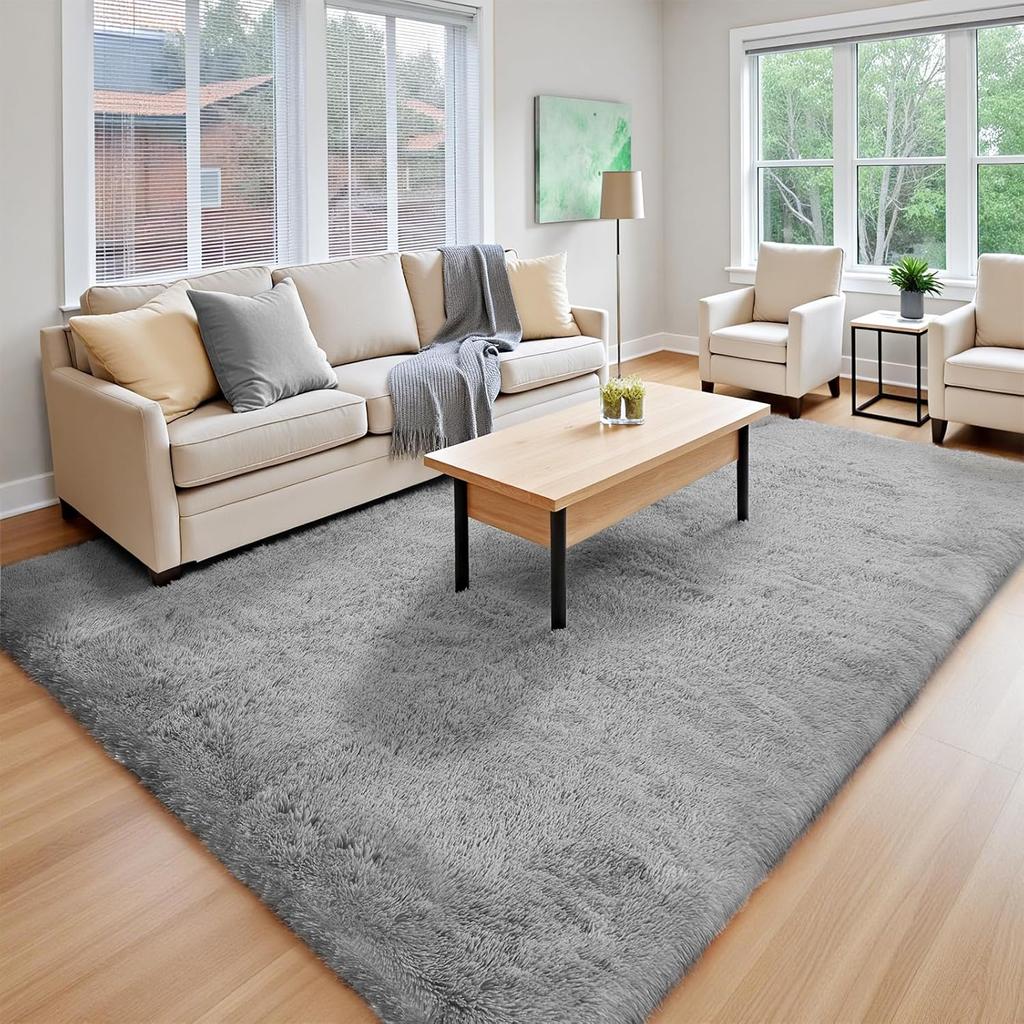 Long Plush Carpet For Living Room Sofa Area Rugs Modern Ultra-Soft Fluffy Floor Mat Kids Bedroom Bedside Rugs Home Decor Gray