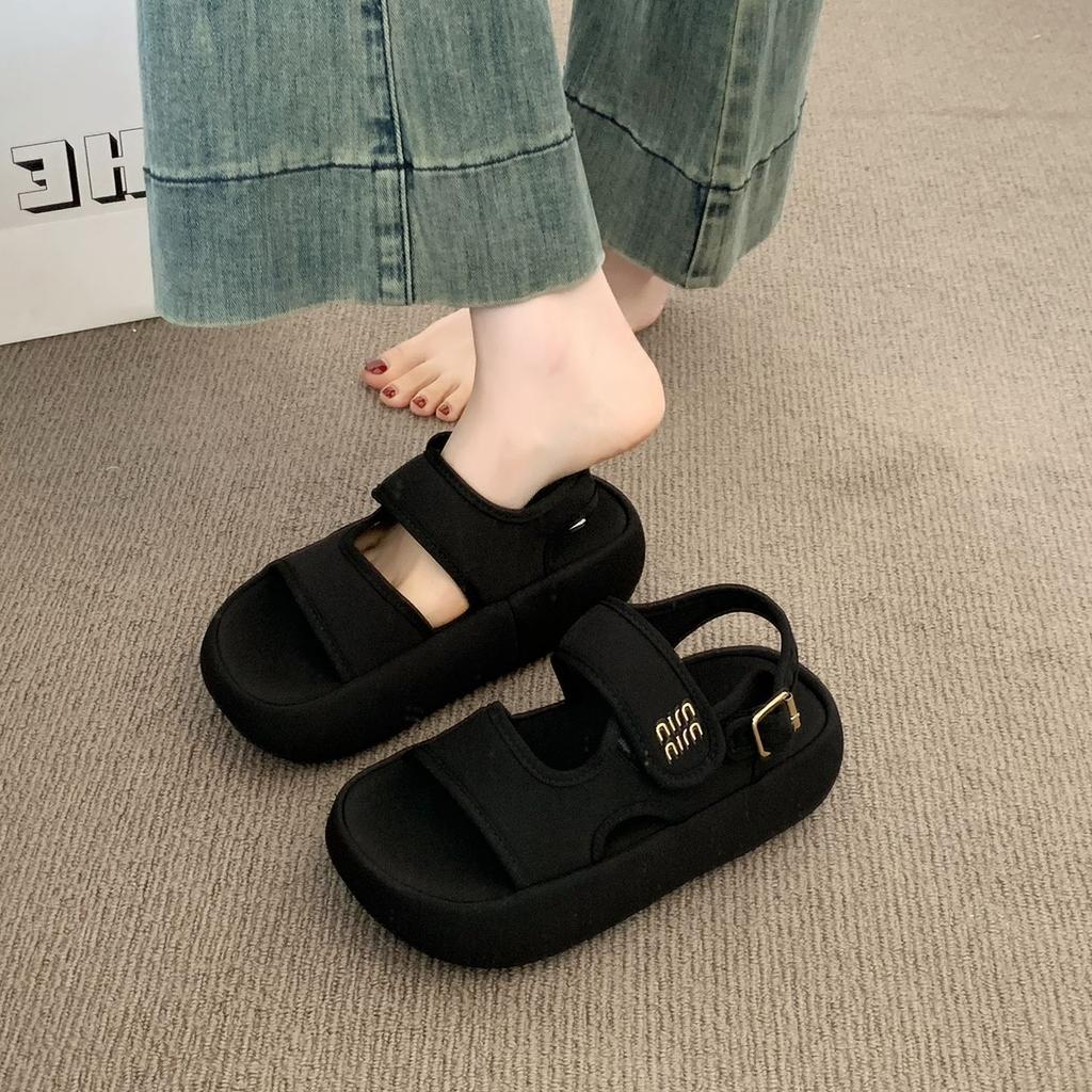 Versatile Internet Celebrity Platform Heightening Sandals 2025 Summer New Velcro Sandals Women Fashion Sandals Beach Shoes Women
