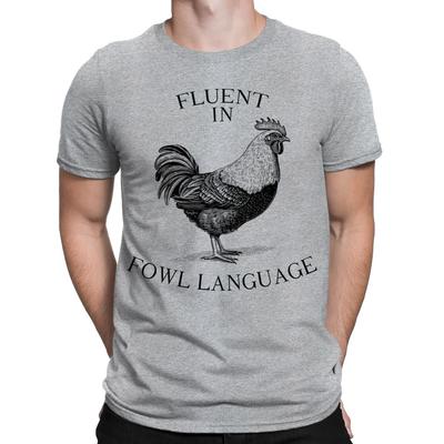 Fluente nel Linguaggio del Flusso Magliette Divertenti da Uomo Agricoltura Fattoria Vintage Pollo Top#BAL