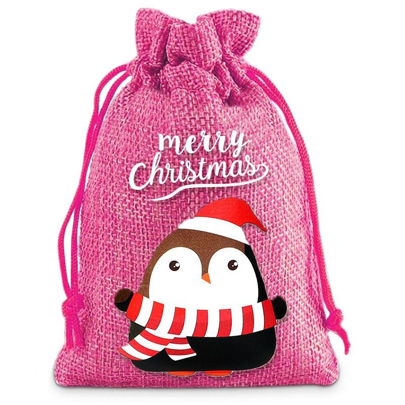 2024 Luminous Burlap Drawstring Christmas Gift Bag for Kids