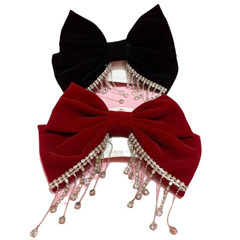 Red Big Bow Bride Wedding Engagement Toast Headgear Fugitive Princess Hair Accessories New Year Head Flower High-End Hairpin