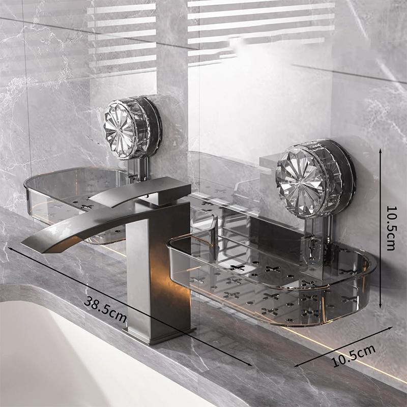 Wash Basin Suction Cup Rack Wall Mounted Punch-Free Storage Rack Detachable Washable Load-Bearing Rack Punch-Free Acrylic Shelf