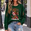 Damen lässiges Weihnachts-Print Rundhals-Oberteil, Feiertags-Grafik-T-Shirt für Partys und den Alltag