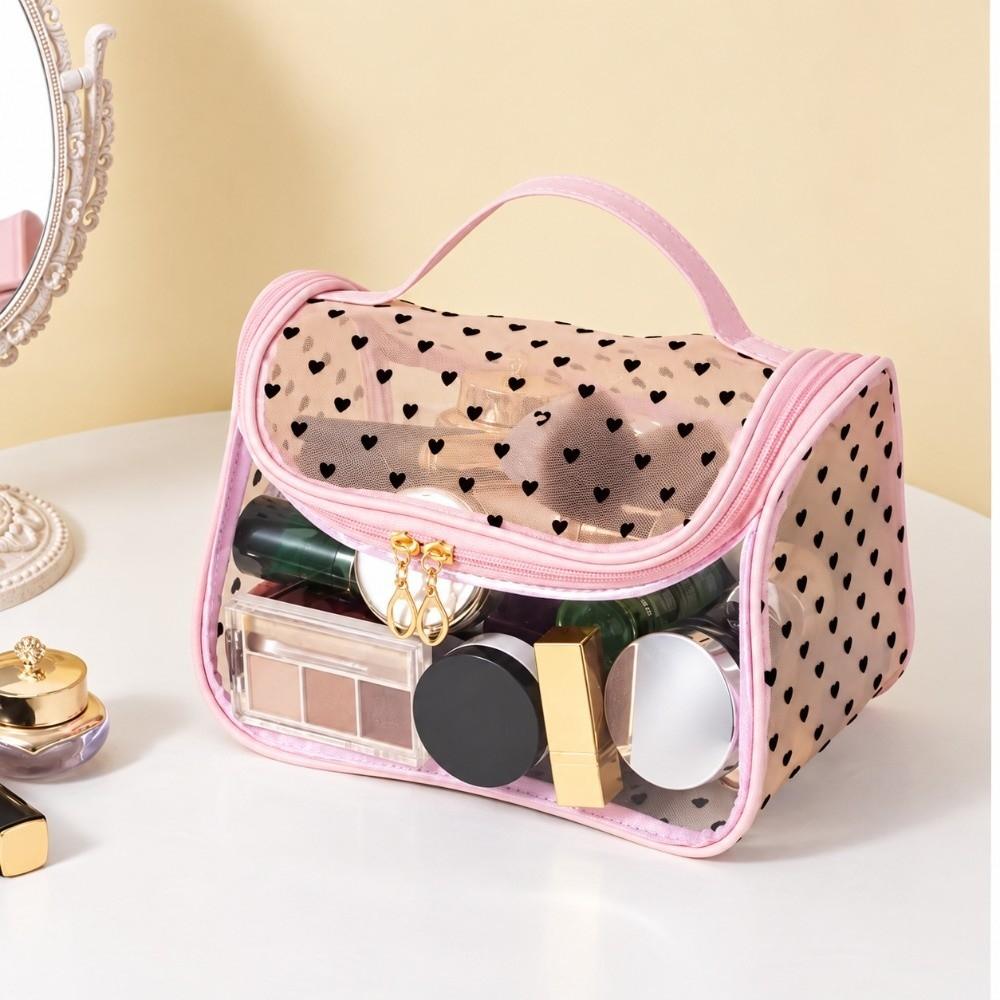 Zippered Travel Cosmetic Bag Transparent PVC Waterproof Cosmetic Bag  Daily Travel