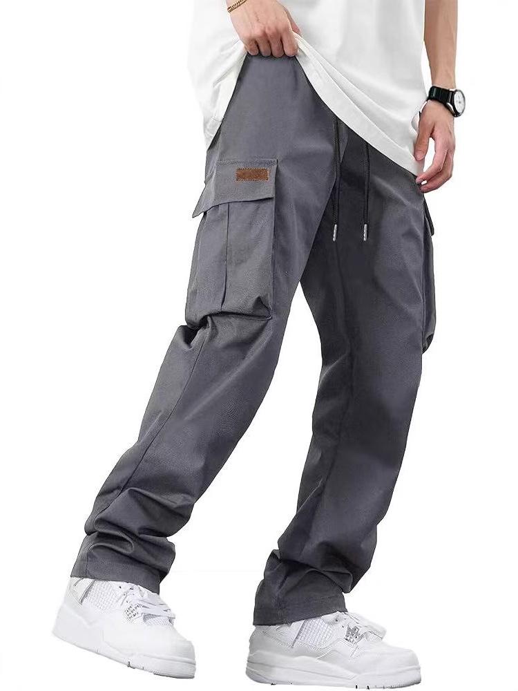 2024 Men's Multi-pocket Workwear Drawstring Pants for Outdoor Hiking, Running, and Casual Wear