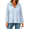 Women's Color Long Sleeve Hooded Zip-Up Jacket with Pockets for Casual Wear
