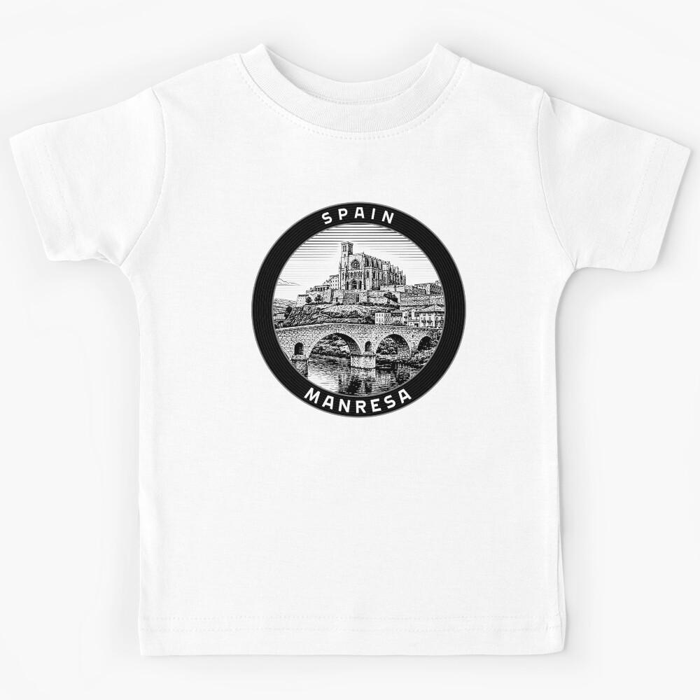 Manresa Spain Linocut Style Kids T-Shirt 130