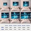 2D Magical Moonlit Beach Tapestry, Blue Glow Ocean Scenery Background