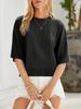 Women's Oversized Cropped Knit Sweater Short Sleeve Crew Neck Lightweight Summer Top