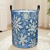 1pc, Winter Snowflakes Laundry Basket, Xmas Blue Large Laundry Hamper Collapsible Organizer Basket Clothes Bin Storage Boxs for Bedroom Bathroom Dorm,