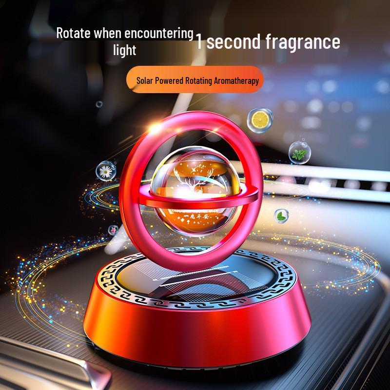 One Road Solar-Powered Rotating Dashboard Air Freshener Ornament for Car Interiors