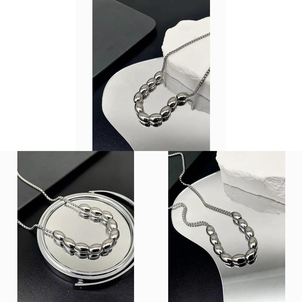 Geometric Stainless Steel Necklace For Men And Women Luxury Lockbone Jewelry With Elegant Oval Pendant