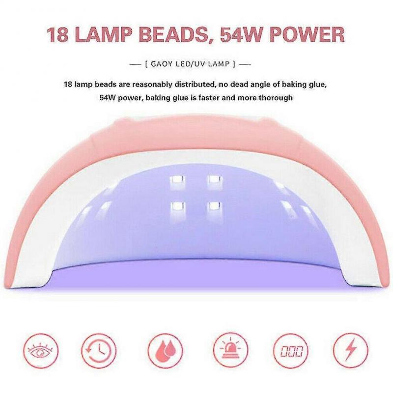 54w Nagellackstorklampa Nagellampa Led Uv Gel Akryl Härdningslampa Manikyr Timer