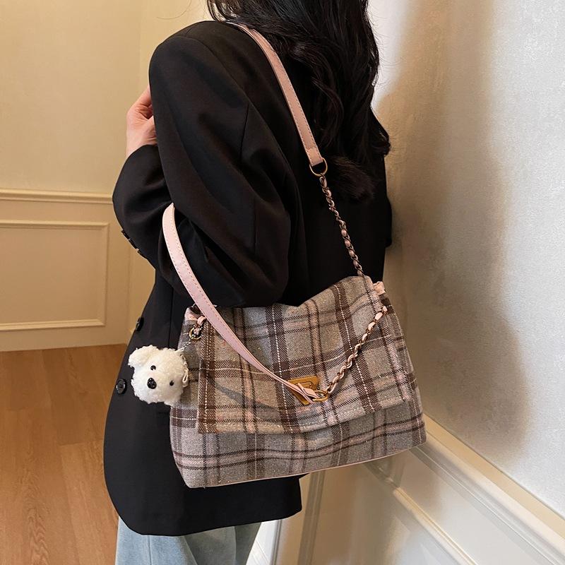 Wholesale Winter College Wind Cloth Plaid Bag Women's 2025 New Tote Bag Casual Large Capacity Backpack