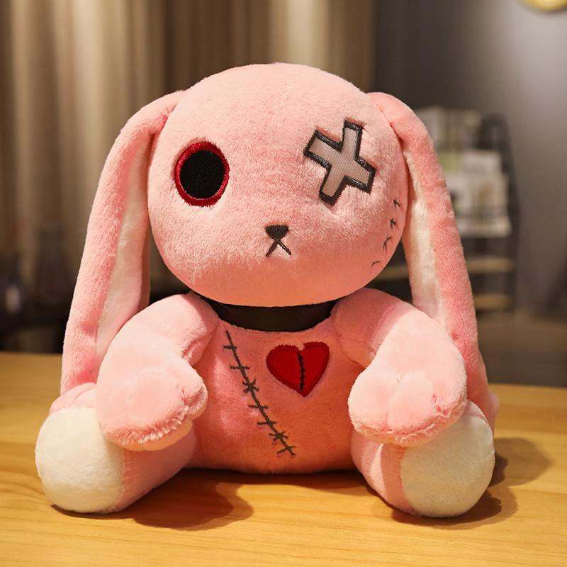 New Dark Series Rabbit Plush Toy Stuffed  Zombie Bunny Doll Gothic Rock Style Halloween Decor Creative Gift for Kids Friends