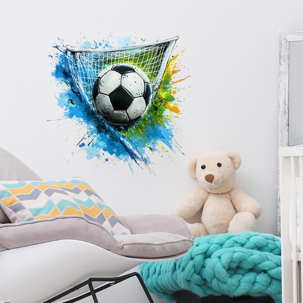 3D Football Soccer Wall Stickers For Kids Rooms Children Bedroom Cartoon Wall Decals